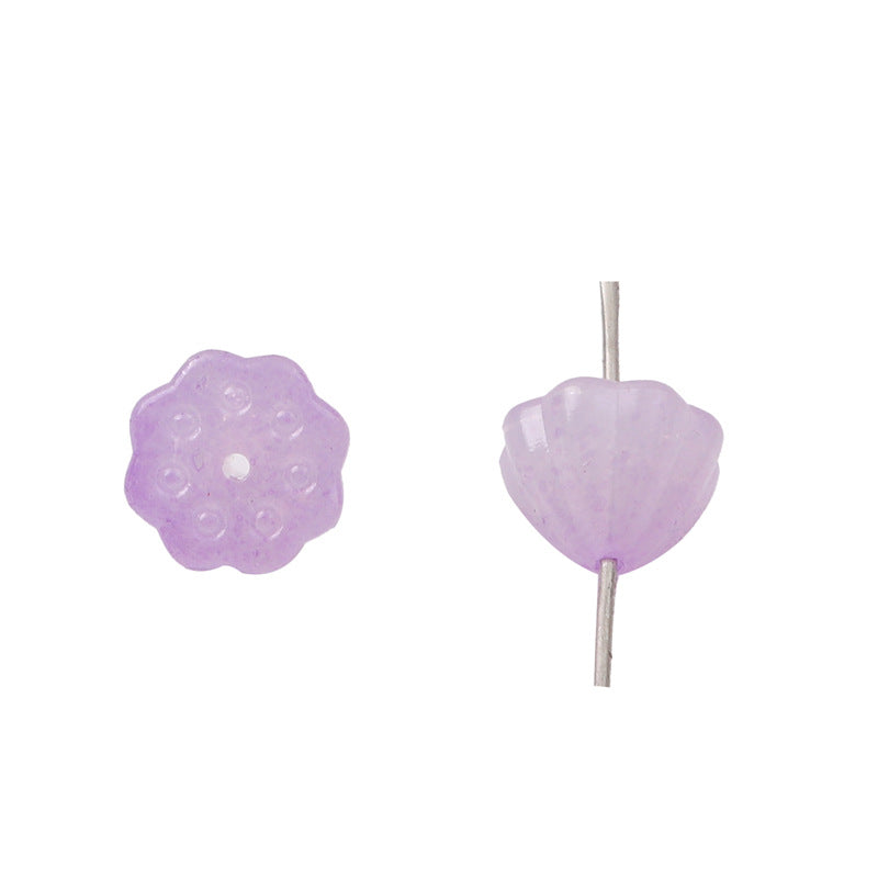 Gradient Lotus Seed Acrylic Beads 10mm Translucent Textured 100pcs 9