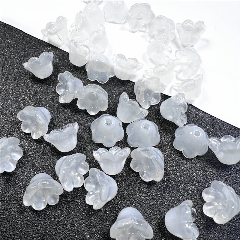 Czech Glass Beads Flower 12mm Iridescent Crystal Clear 50pcs 14
