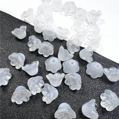 Czech Glass Beads Flower 12mm Iridescent Crystal Clear 50pcs 14