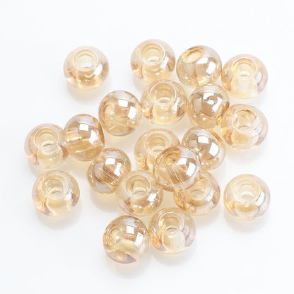 Electroplated Glass Beads 8 10mm Large Hole Rainbow Finish 50pcs 11