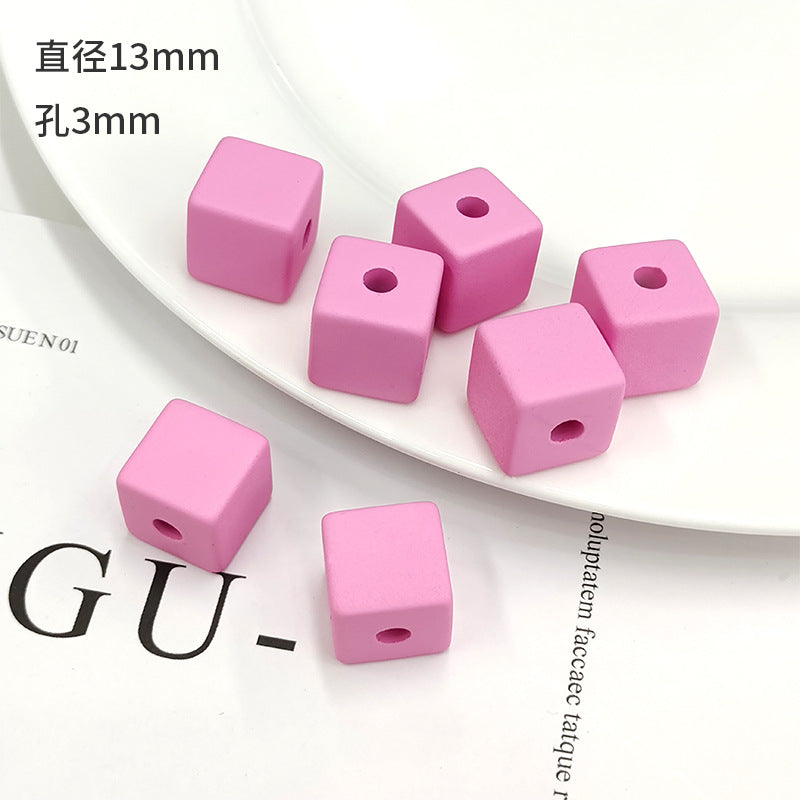 Rubberized Spray Painted Square Acrylic Beads 13mm 50pcs 4