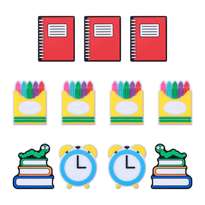 Silicone Focal Beads School Theme Crayon Alarm Clock Bookworm 20pcs