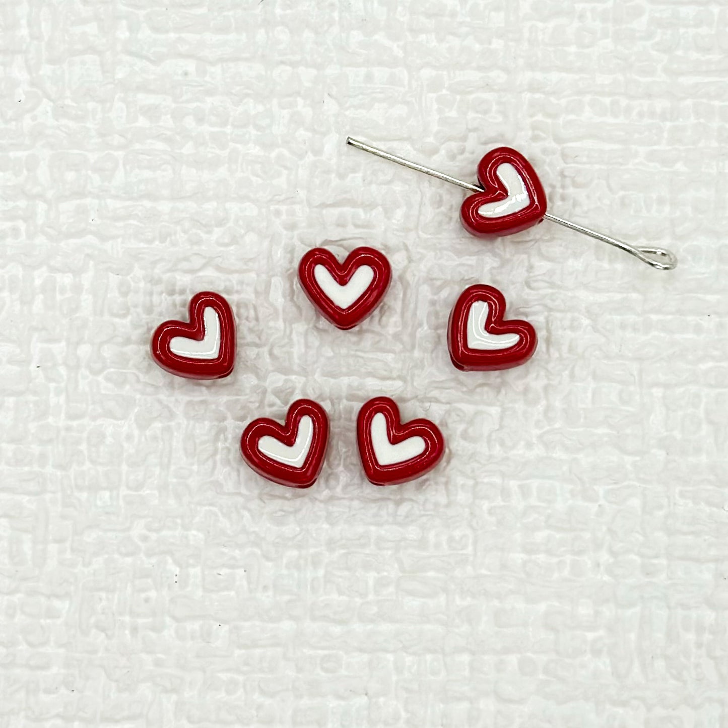 Heart Metal Beads 8mm Two-Tone Enamel Baked Finish 20pcs 16