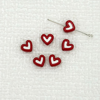 Heart Metal Beads 8mm Two-Tone Enamel Baked Finish 20pcs 16
