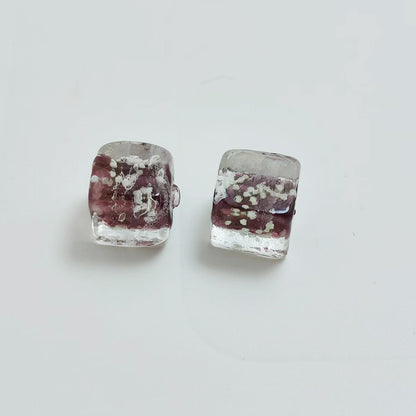 Lampwork Glass Beads Cube 12mm Glow In The Dark Floral Filled 20pcs 19