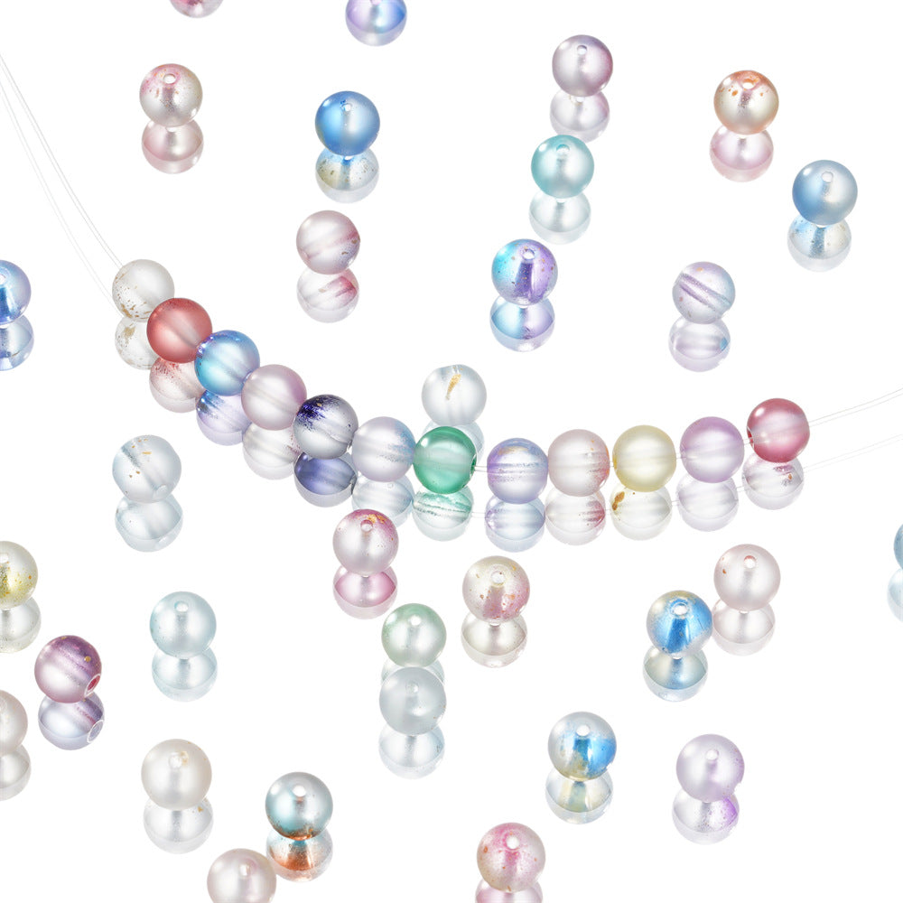 Czech Glass Beads Round 8mm Translucent Metallic Flecks 30pcs 2