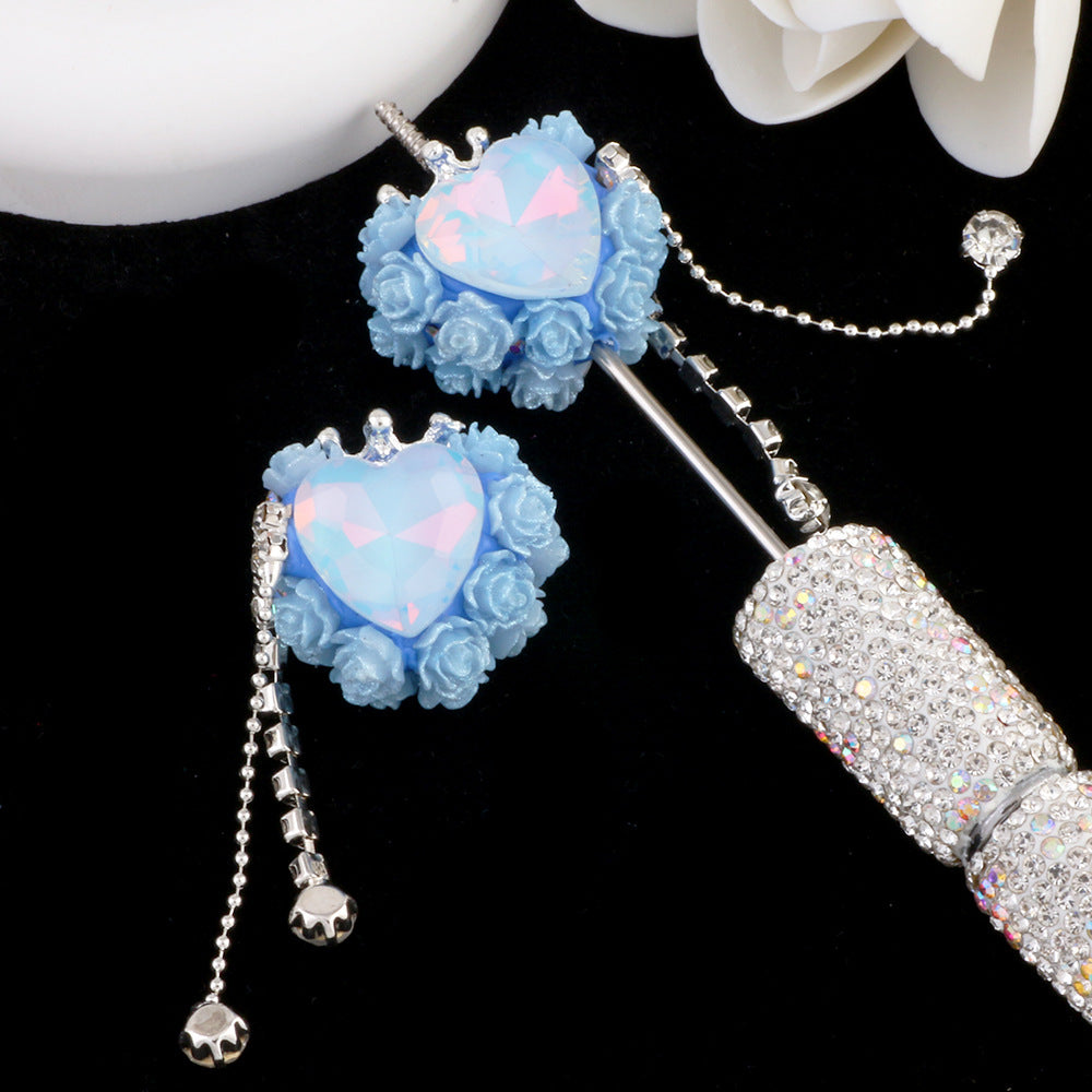 Tassel Rose Heart Clay Beads 25mm Colorful Polymer 2pcs 7