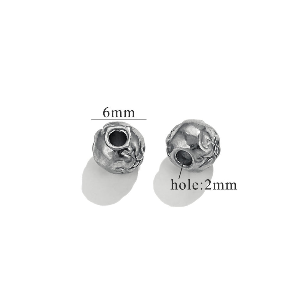 Stainless Steel Baroque Metal Beads Textured Vintage Style 20pcs 6