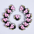 Silicone Focal Beads Heart Shooter Winged Pink Comic Outline 10pcs