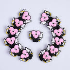 Silicone Focal Beads Heart Shooter Winged Pink Comic Outline 10pcs