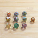 Lampwork Glass Beads Round 12/14mm Transparent Phoenix Tail Gold Foil 5pcs 3