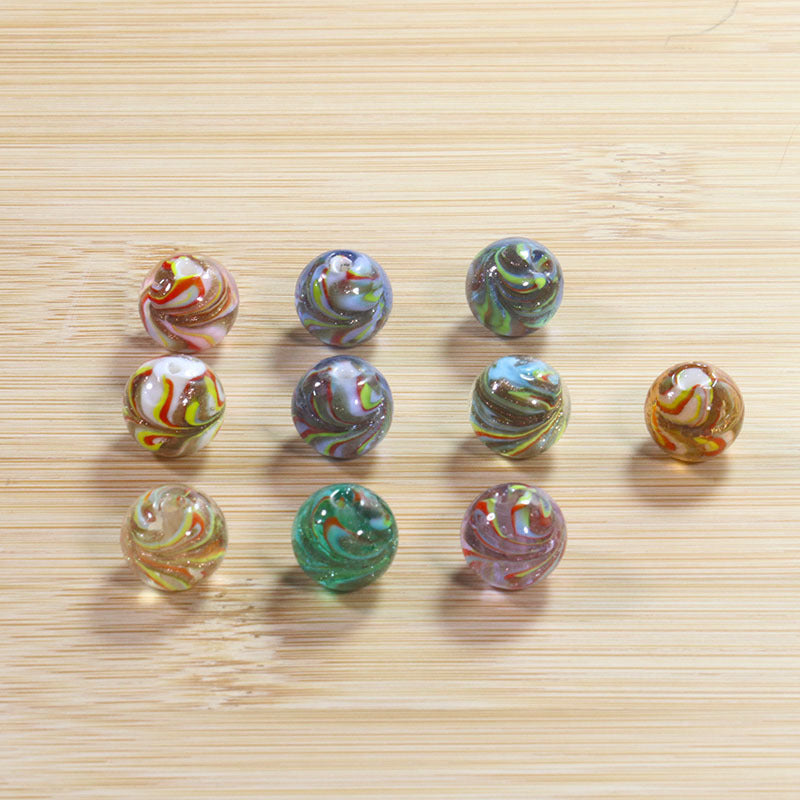 Lampwork Glass Beads Round 12/14mm Transparent Phoenix Tail Gold Foil 5pcs 3
