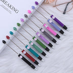 Beadable Pen Plastic Colorful Heart Top Black Ink 150mm 3