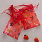 Organza Drawstring Bags Metallic Butterfly Puppy Paw Pattern 10pcs 7