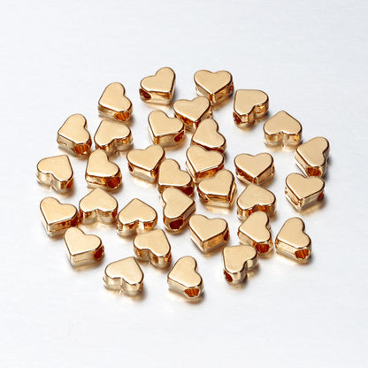 Smooth Flat Heart Acrylic Beads 7mm Shimmering Metallic 200pcs 5