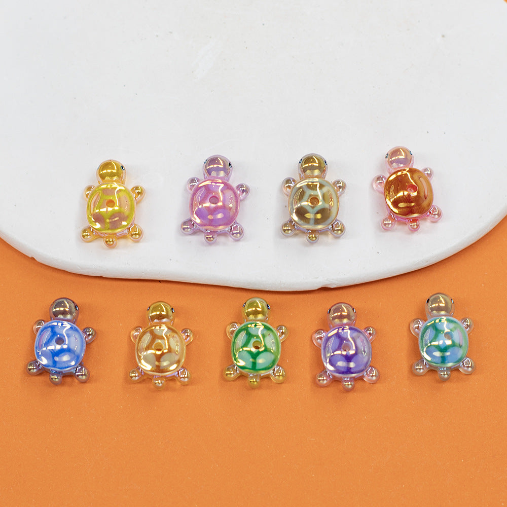 Glow In The Dark 3D Turtle Resin Beads 20mm Colorful Glossy 10pcs