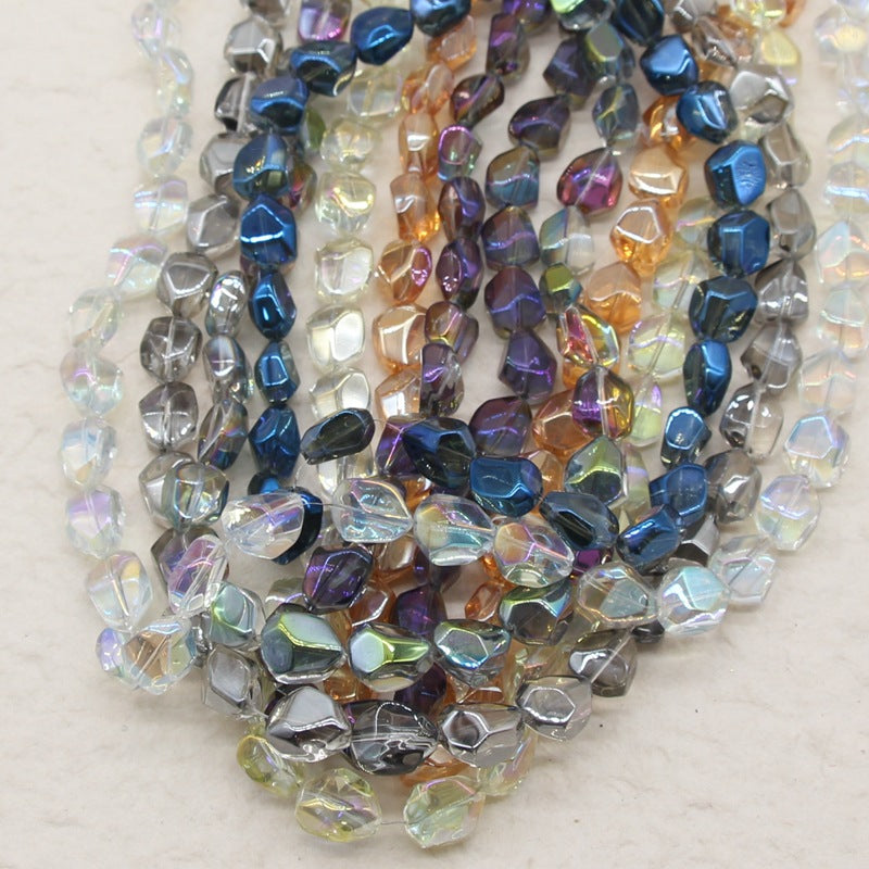 Electroplated Stone Shaped Glass Beads 17mm Vivid Colors 80pcs 3