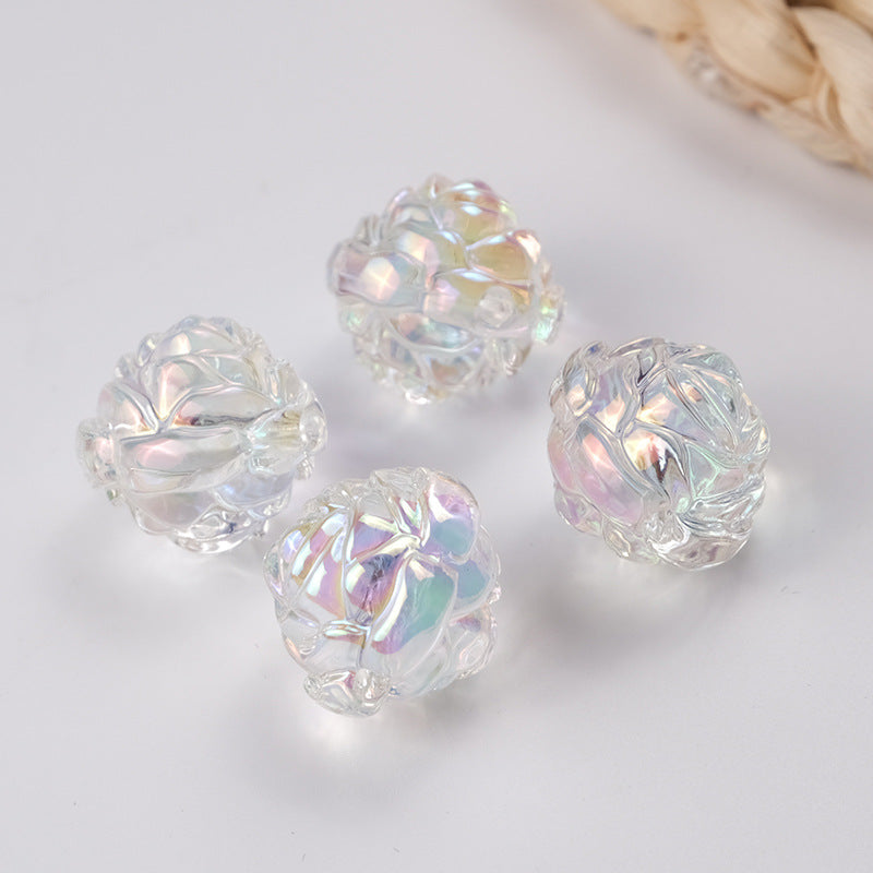 Transparent UV Plating Rose Acrylic Beads 20mm Shaped 50pcs 3