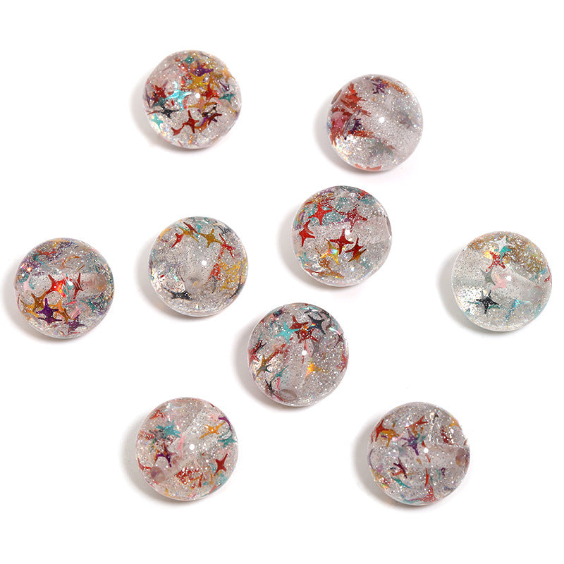 Shimmer Glitter Filled Resin Beads 16mm Round Autumn Leaf 50pcs 11