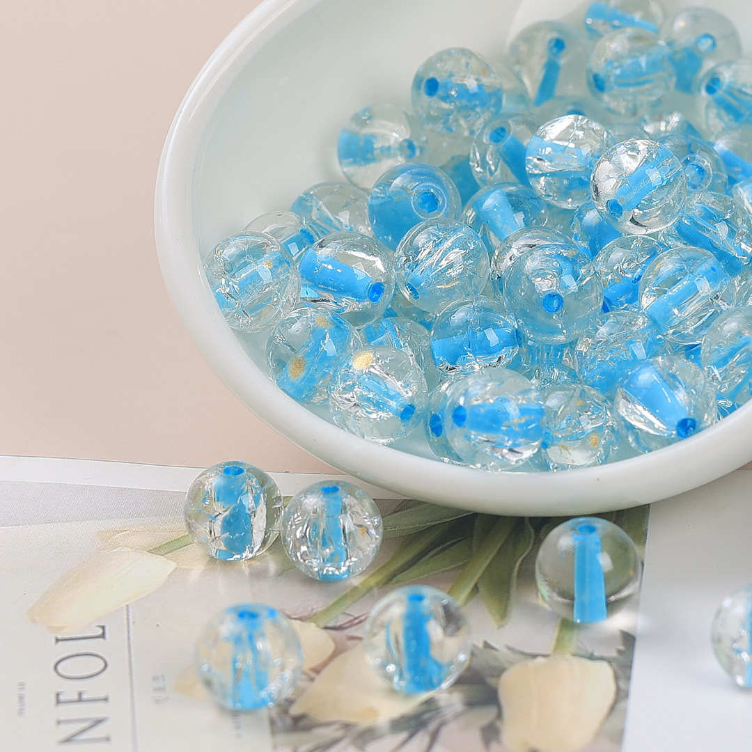 Clear Dyed Core Round Glass Beads 10mm Assorted Colors 40pcs 18