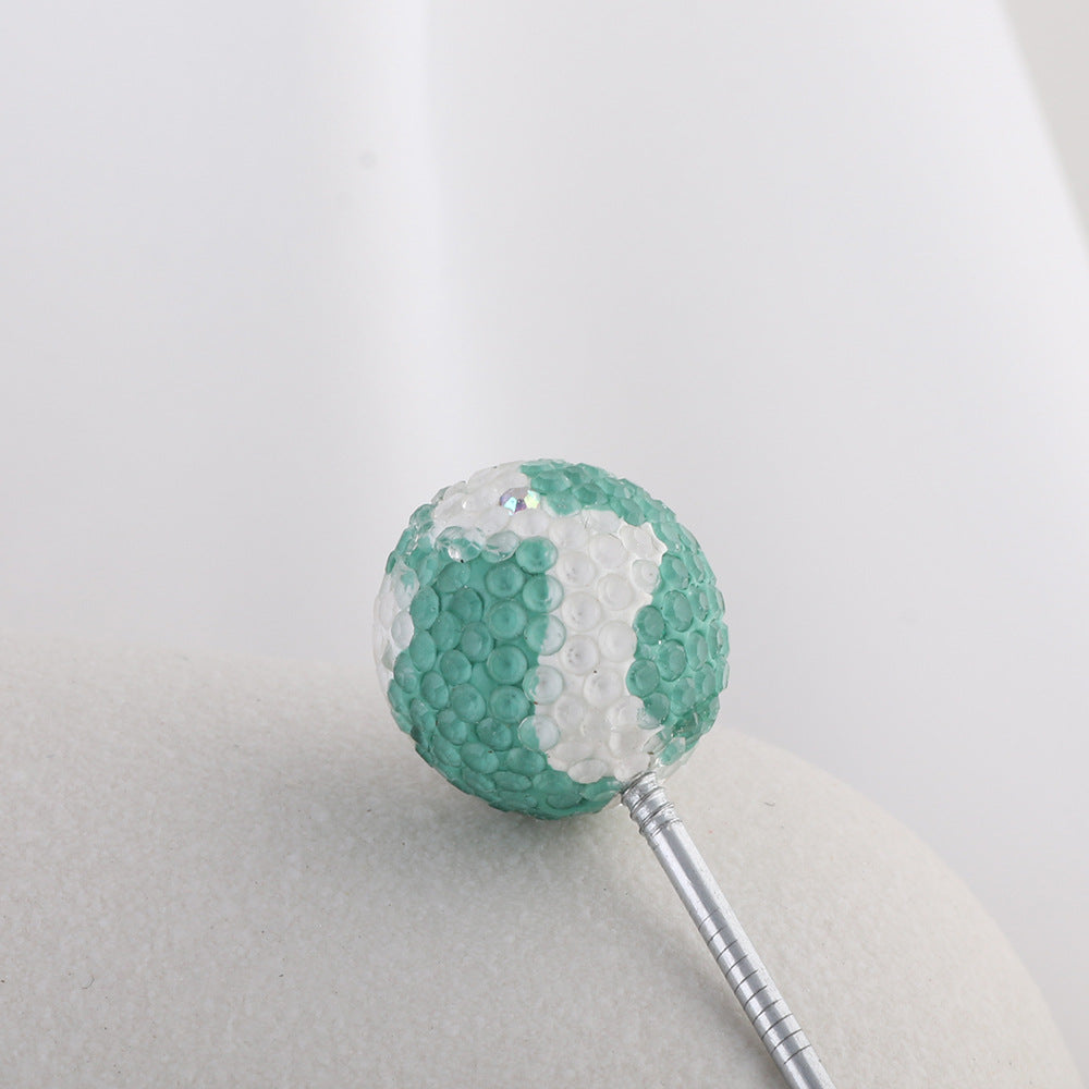 Rhinestone Round Clay Beads 16mm Golf Pattern Bubblegum 10pcs 11