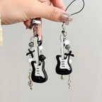 Black Guitar Resin Phone Charm Musical Pendant 7cm 2pcs 4
