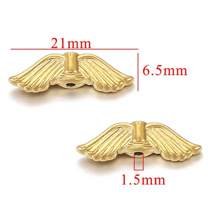 Stainless Steel Wings Metal Beads 18mm Color Retaining 5pcs 9