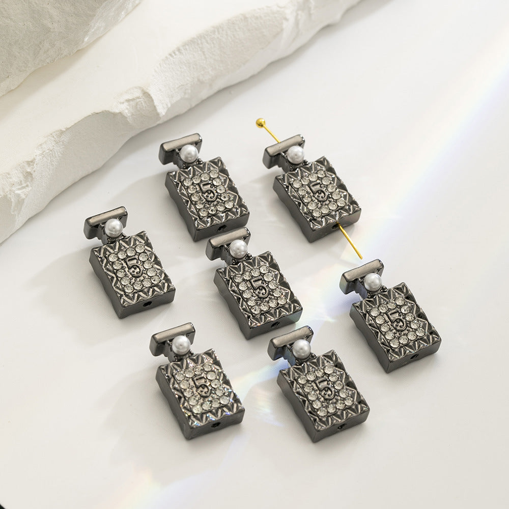Perfume Bottle Rhinestone Beads 21x11mm Alloy Embeded 10pcs 7