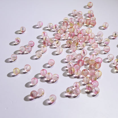 Frosted Round Glass Beads 10mm Soft Matte Finish Gold Flecks 50pcs 7