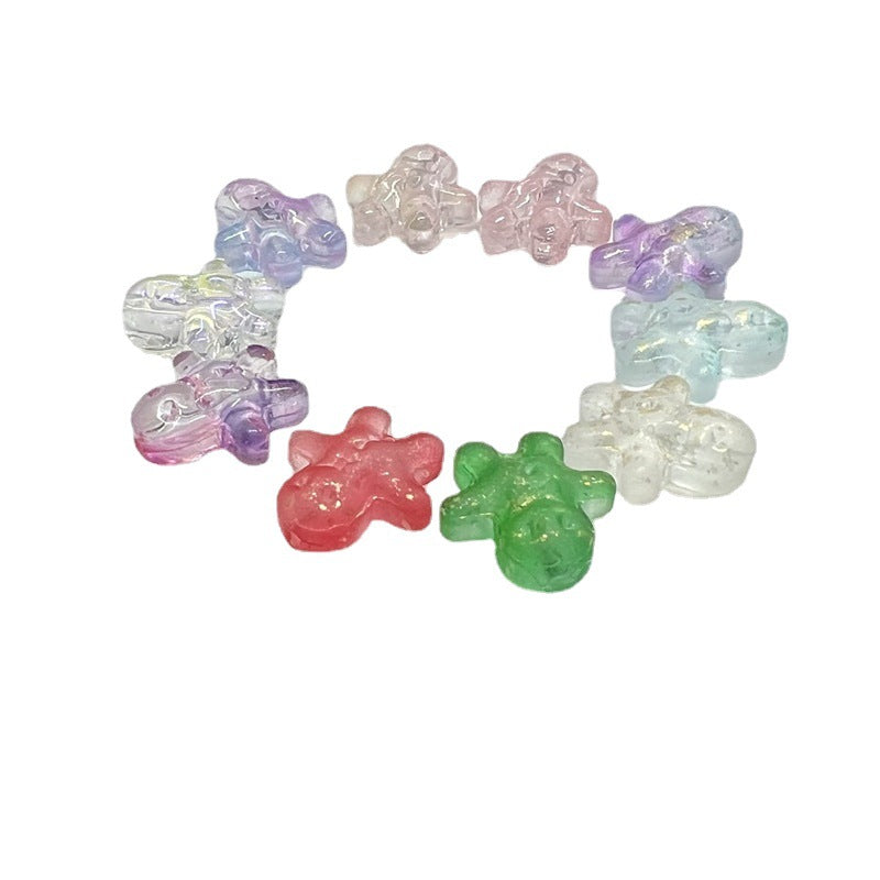 Frosted Gingerbread Man Glass Beads 14x15mm Colorful 100pcs 5