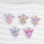 Glitter Crown Lollipop Resin Beads 26mm Transparent Pastel Colors 10pcs 2