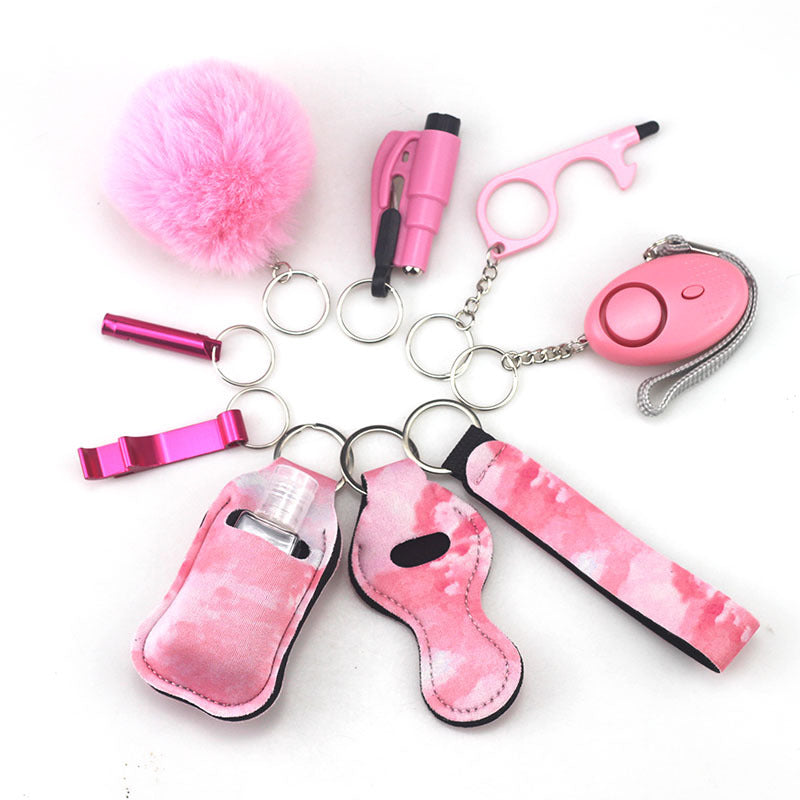 Self Defense Alarm Pompom Keychain Outdoor Safety 10 Pack 30