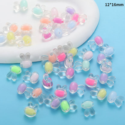 Transparent Flower Acrylic Beads Candy Color Mixed Shapes 100pcs 15