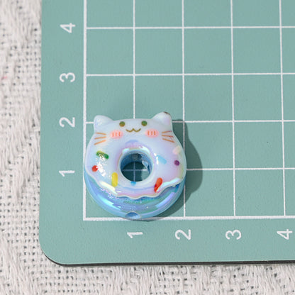 Animal Donut Resin Beads 20mm Glossy Pastel Shimmer 10pcs 8