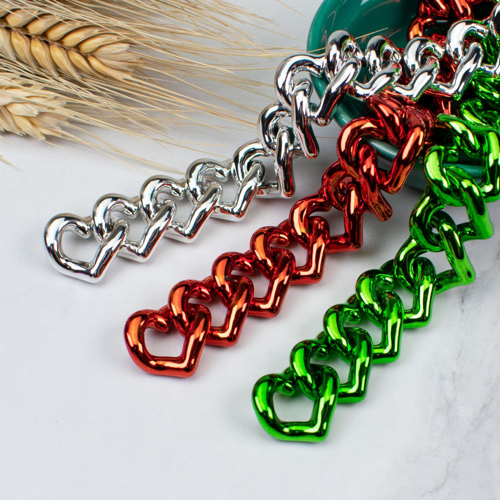 Metallic Heart ABS Plastic Open Chain Links Keychain Hardware 100pcs 2