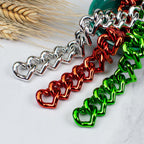 Metallic Heart ABS Plastic Open Chain Links Keychain Hardware 100pcs 2
