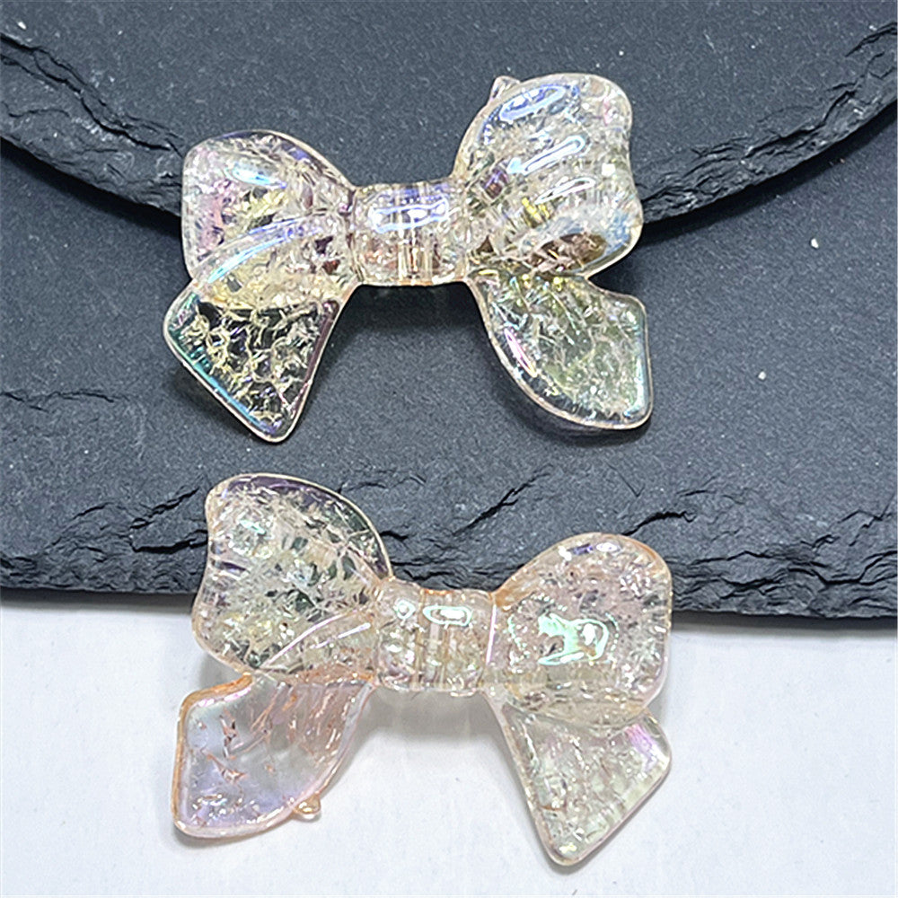 Plating Crackle Butterfly Bow Acrylic Beads 22x32mm Translucent Pastel 100pcs 3