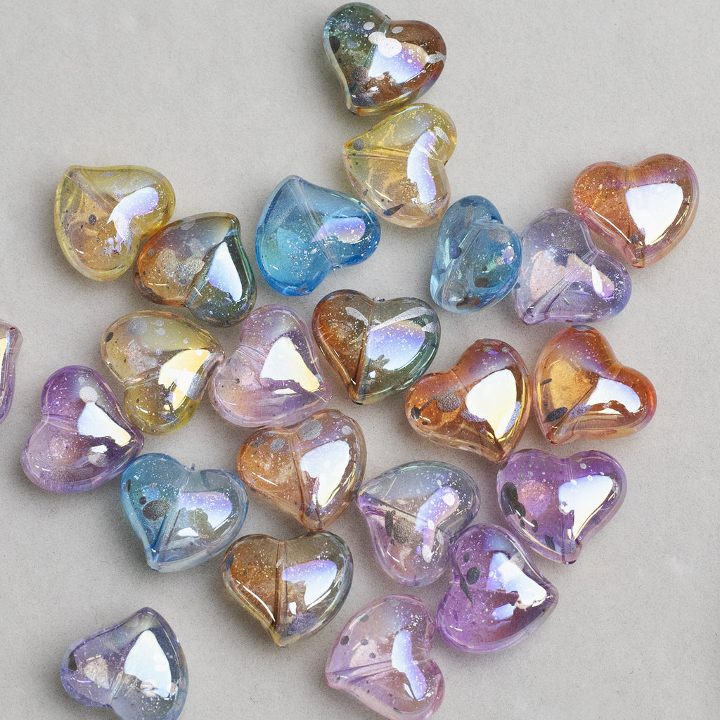 Clear Irregular Heart Acrylic Beads 14mm Glitter 10pcs 3