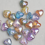 Clear Irregular Heart Acrylic Beads 14mm Glitter 10pcs 3