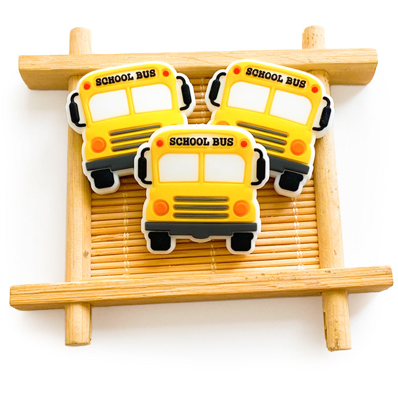 Silicone Focal Beads School Bus School Bus Text 20pcs 2
