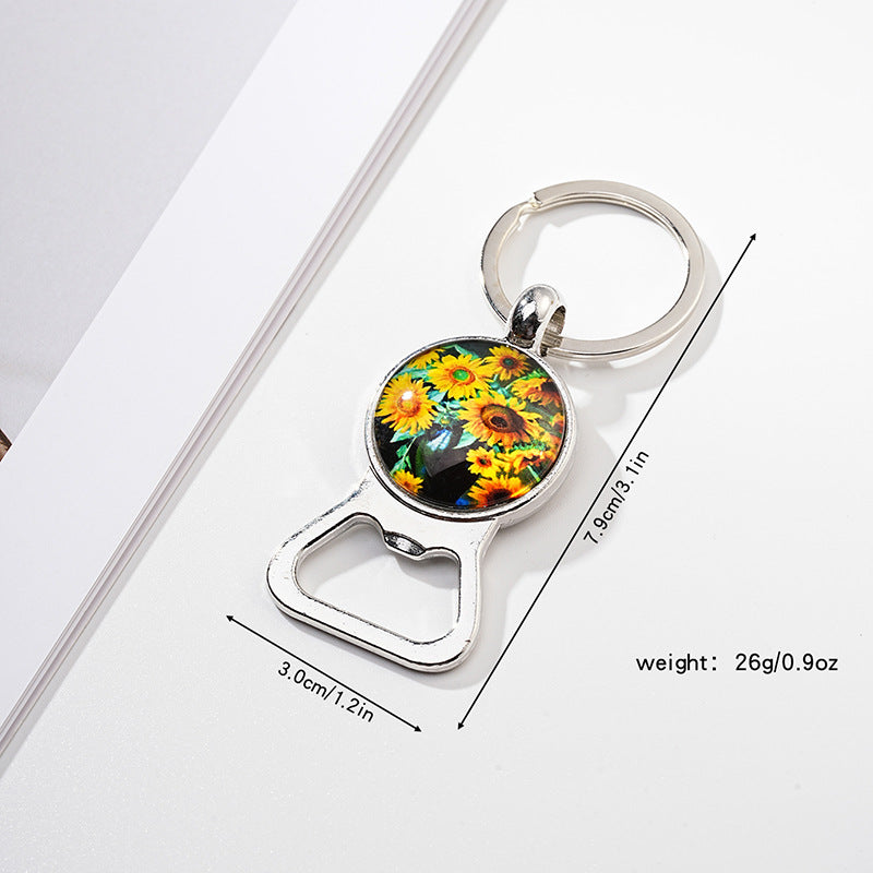 Metal Sunflower Bottle Opener Keychain Floral Design 10