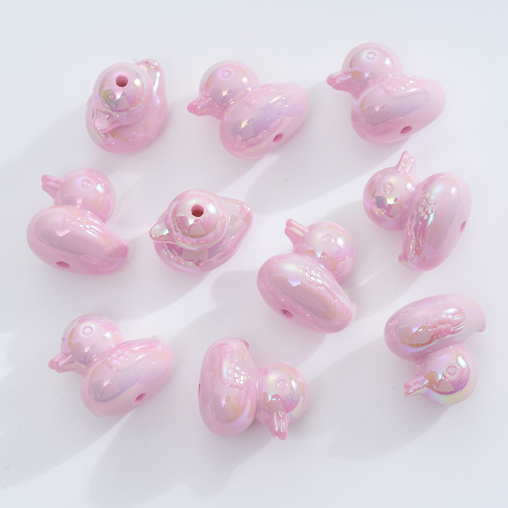 Plating Duck Acrylic Beads 22mm Glossy Iridescent 10pcs 8