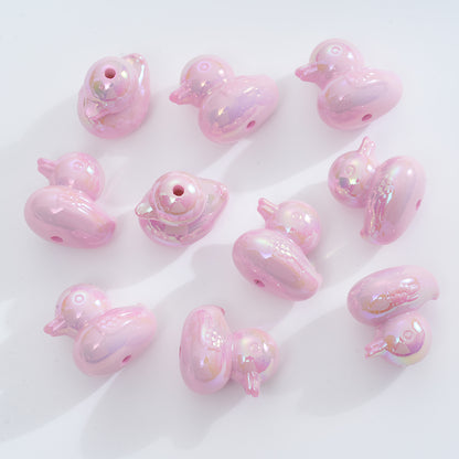 Plating Duck Acrylic Beads 22mm Glossy Iridescent 10pcs 8