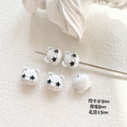 Baking Painted Black and White Metal Beads Quirky Shapes 10pcs 6