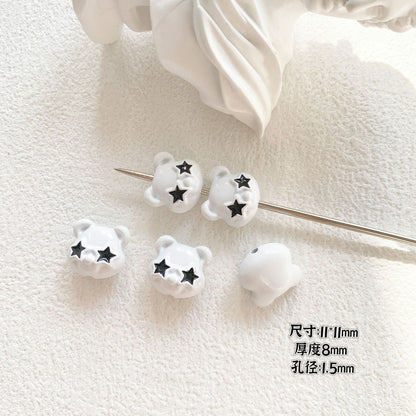 Baking Painted Black and White Metal Beads Quirky Shapes 10pcs 6