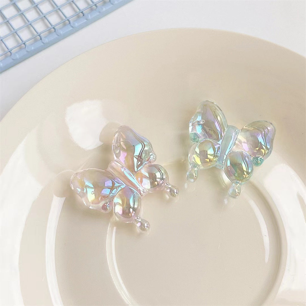 Transparent Plating Butterfly Acrylic Beads 29mm 50pcs 3