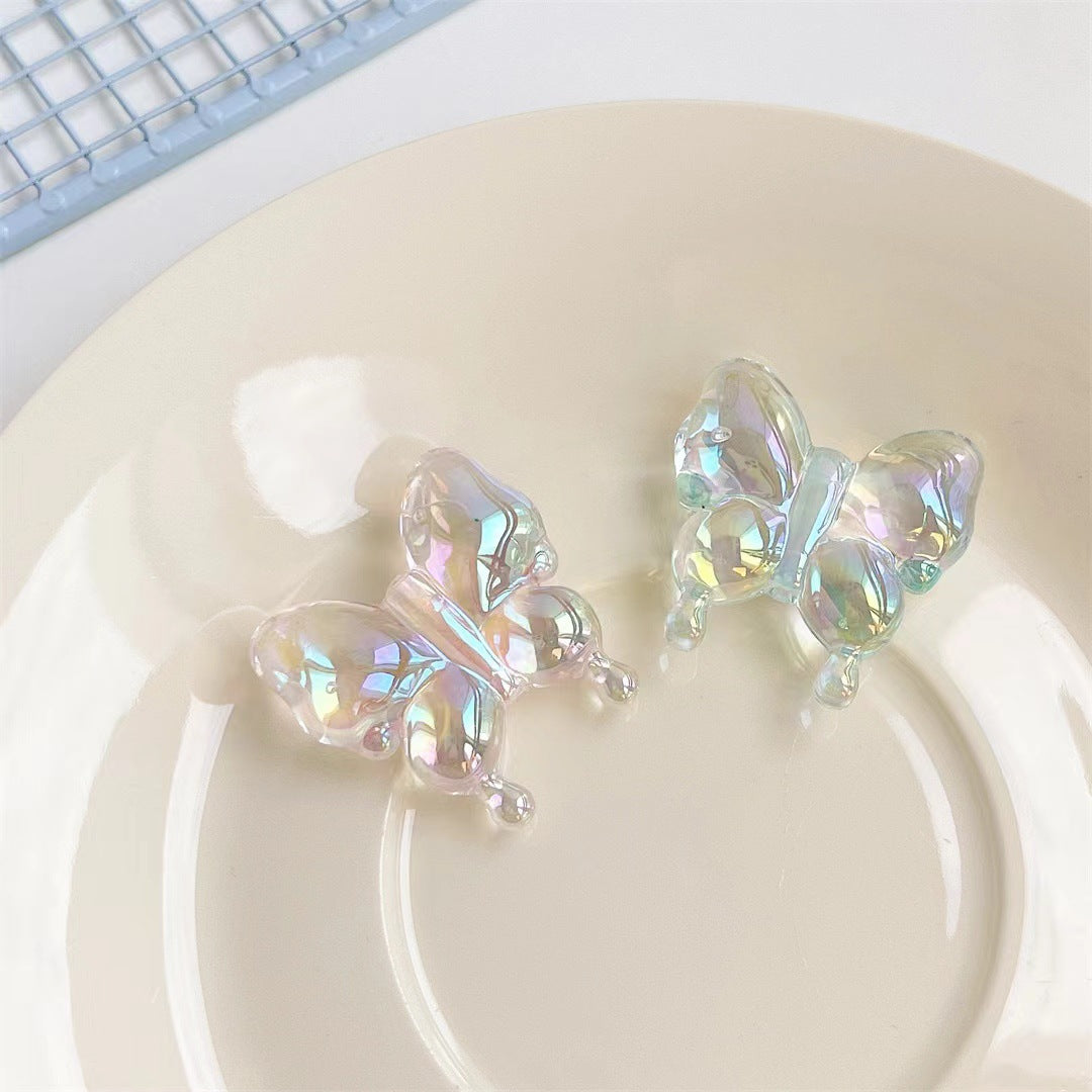 Transparent Plating Butterfly Acrylic Beads 29mm 50pcs 3