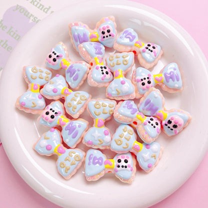 Hand Painted Hi Bow Acrylic Beads 20mm 33mm Pastel Colors 5pcs 8