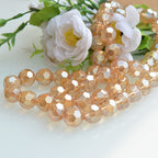 Faceted Glass Beads 10-16mm Electroplated Champagne Color 100pcs