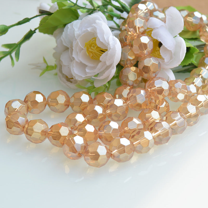 Faceted Glass Beads 10-16mm Electroplated Champagne Color 100pcs